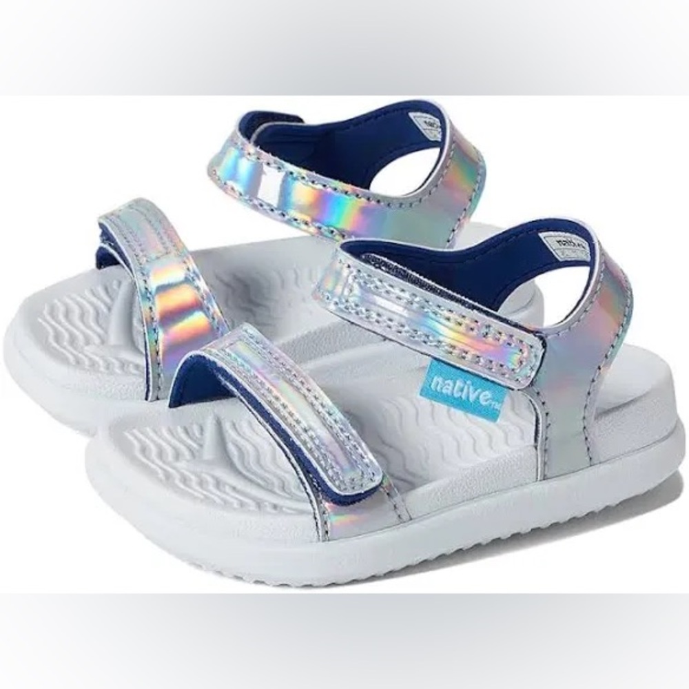 NWT Native Charley Child Sandals, Hologram/Shell White, C10